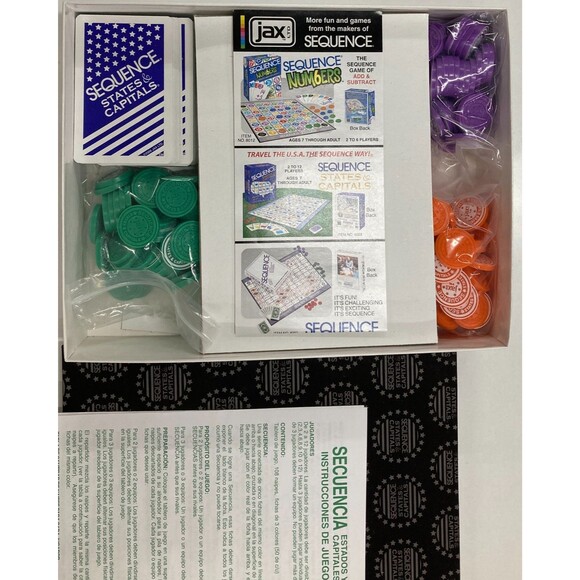 Sequence States & Capitals Board Educational Game 2-12 Players  100%Complete 7+ - Picture 7 of 10